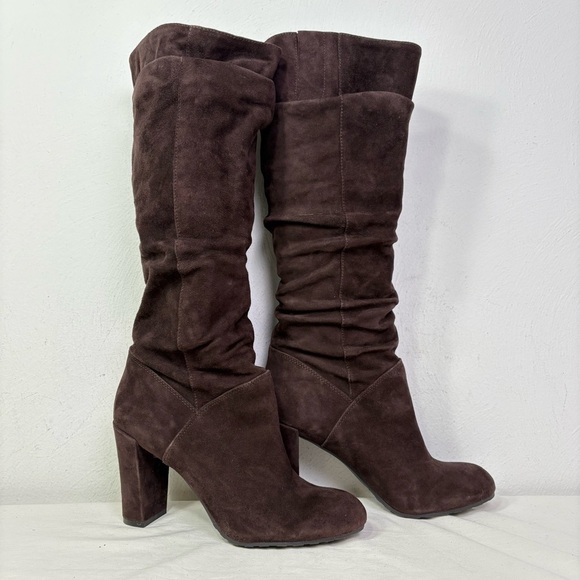NINE WEST Genuine Suede Leather Slouchy High Heel Slouch Boot 8 - Picture 15 of 16